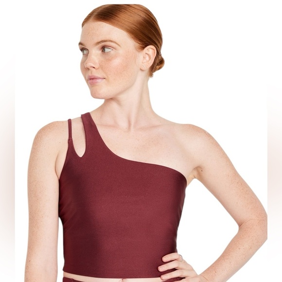 NWT Old Navy Light Support PowerSoft Long-Line Sports Bra Noble Garnet Size 3X - Picture 1 of 11